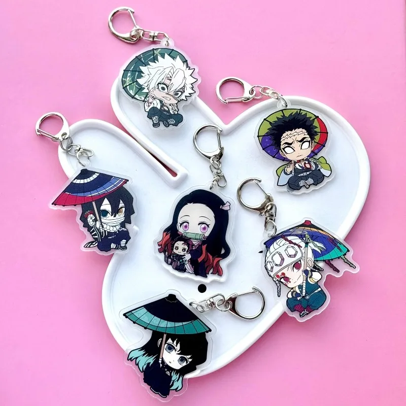 

Keychain for Demon Slayer Giyu Nezuko Muichiro Shinobu Cute Acrylic Charm Anime Cartoon DIY Collection Toy Gifts for Friends
