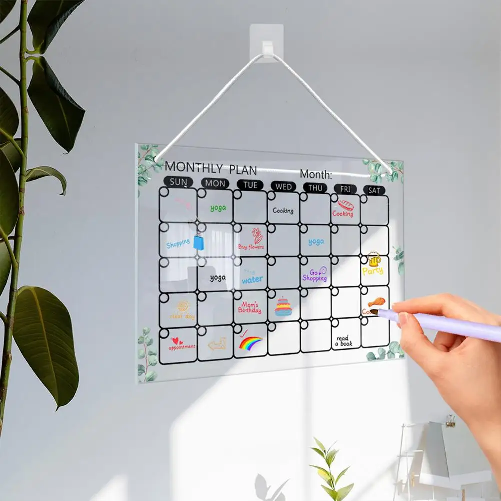 Weekly Planner Reusable Fridge Weekly Planner Whiteboard Acrylic Message Board with Pens Transparent for Refrigerator for Home