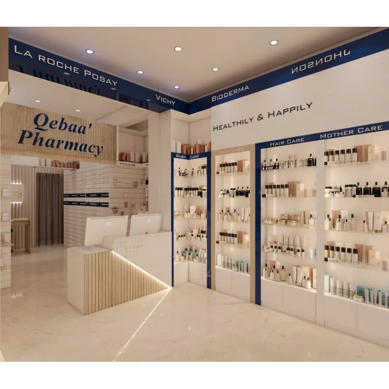 custom.Cosmetic Store Display Cabinet Modern Luxury Interior Furniture Custom High-End LED Lighting Commercial Complex