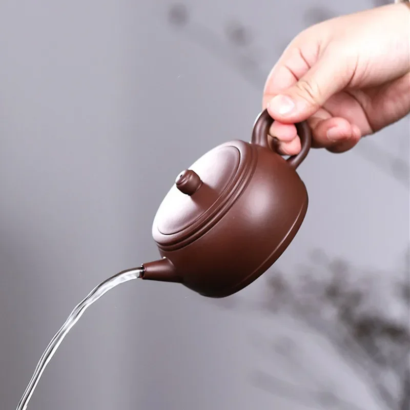 210ml Chinese Yixing Raw Ore Zhu Mud Tea Pot Ball Hole Filtration Kettle Handmade Purple Clay Teapots Zisha Teaware Supplies