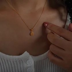 Chinese Character Pendant Necklace For Women 18k Gold Plated No Tarnish Women's Stainless Steel Chain Necklaces