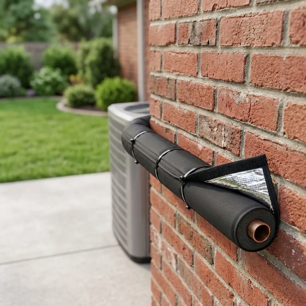 HVAC Insulation Cover Roll for AC Line Sets For Outdoor Pipe Protection Black Foam and Aluminum Foil 182.9 x 25.9 cm