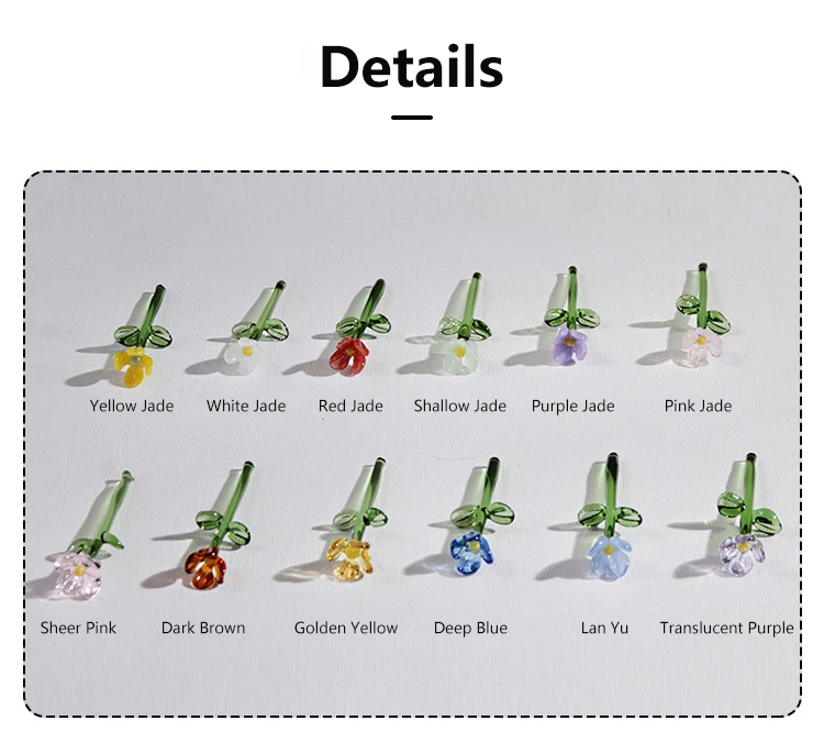 Handgefertigte Glas-Blumen, Glas-Simulationsstrauß, Frisches Blumenarrangement, Desktop-Dekoration mit Ewigen Blumen – Detail 11