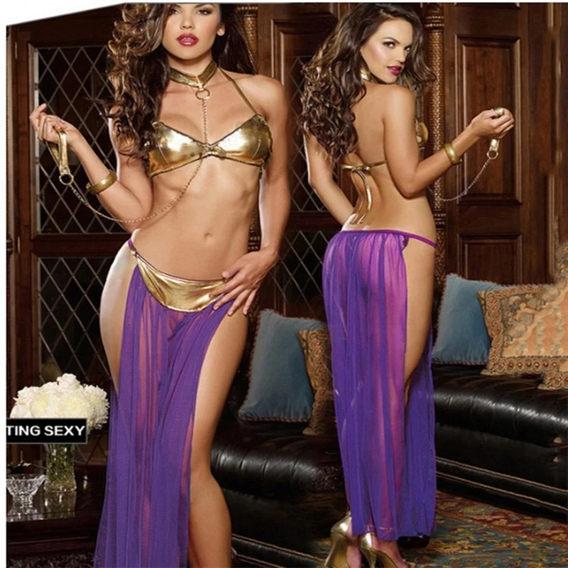 

New Adult Women Sexy Star Slave Princess Leia Costume Dress Lady Girls Halloween Fancy Dress Cosplay Costume Free shipping