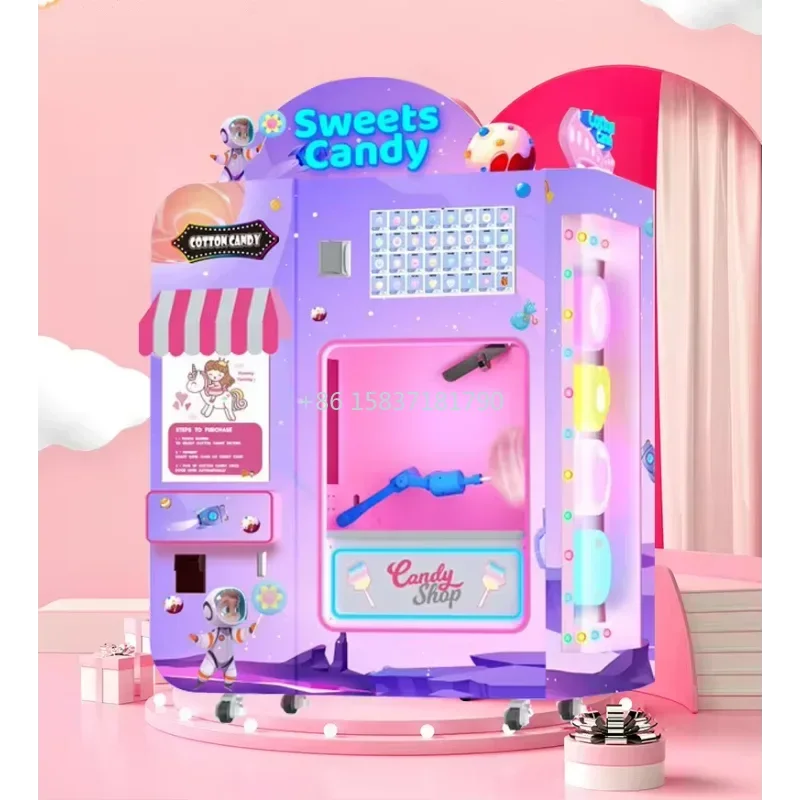 Hot Sale Cotton Candy Vending Machine Support Multi-Language Earn Money Commercial Kids Cotton Candy Machine Price for Denmark