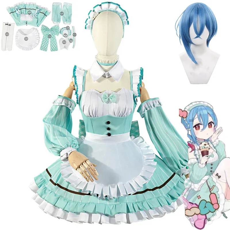 أنيمي لوف لايف! سوبر ستار!! واكانا شيكي أزياء تنكرية فستان الأميرة لوليتا تنورة شعر مستعار امرأة مثير Kawaii ملثمين أسود ؛ 3,c'5.b;8' #2