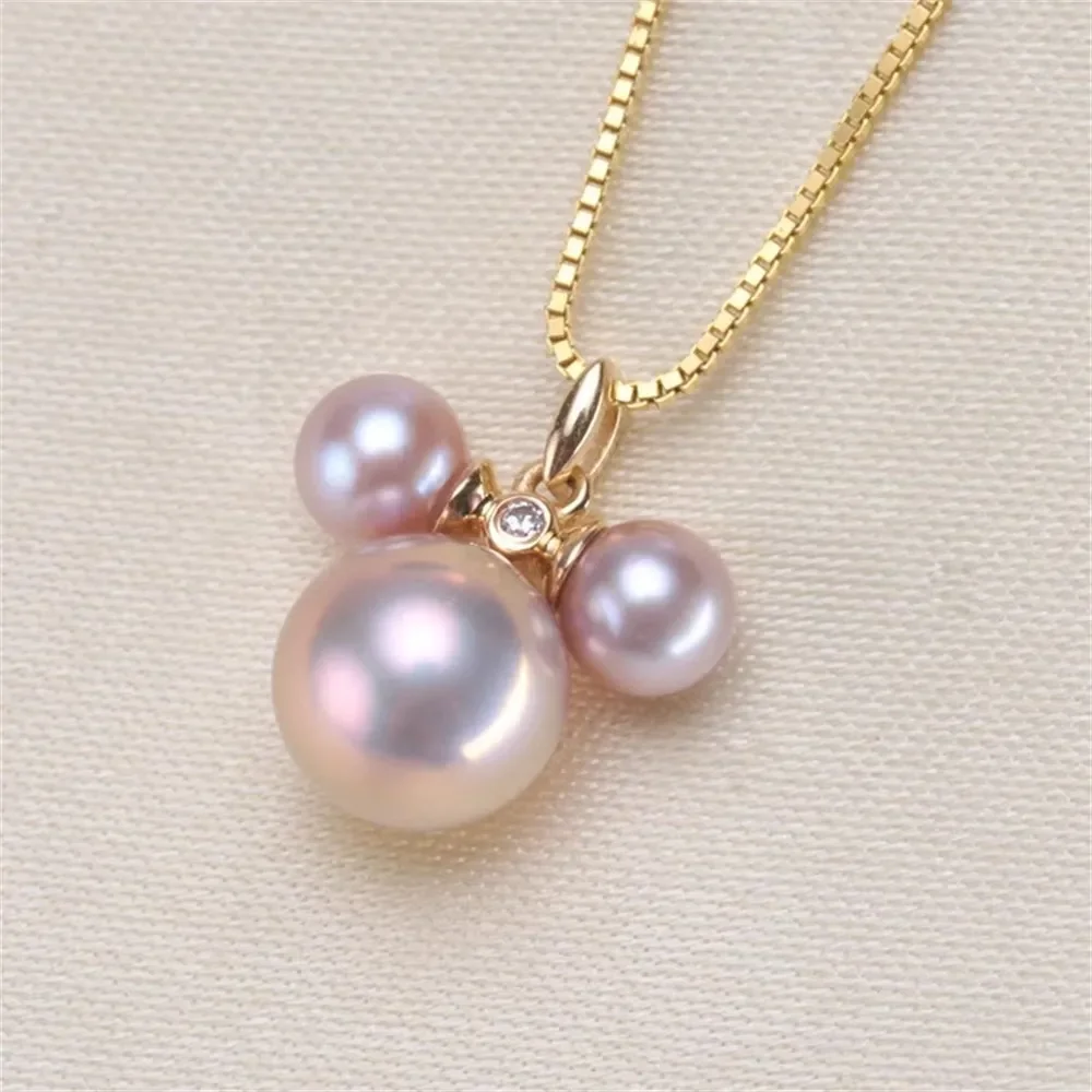 

DIY Accessory G18K Gold Pendant with Empty Support, Fashionable Pearl Pendant Necklace, Matching Fit 5-8mm Round Shape G080