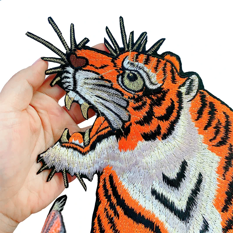 Big Tiger Embroidery Patch for Clothes, Large Embroidery Patches, Cartoon Animal Badges, Clothing Accessories, Iron on Patches