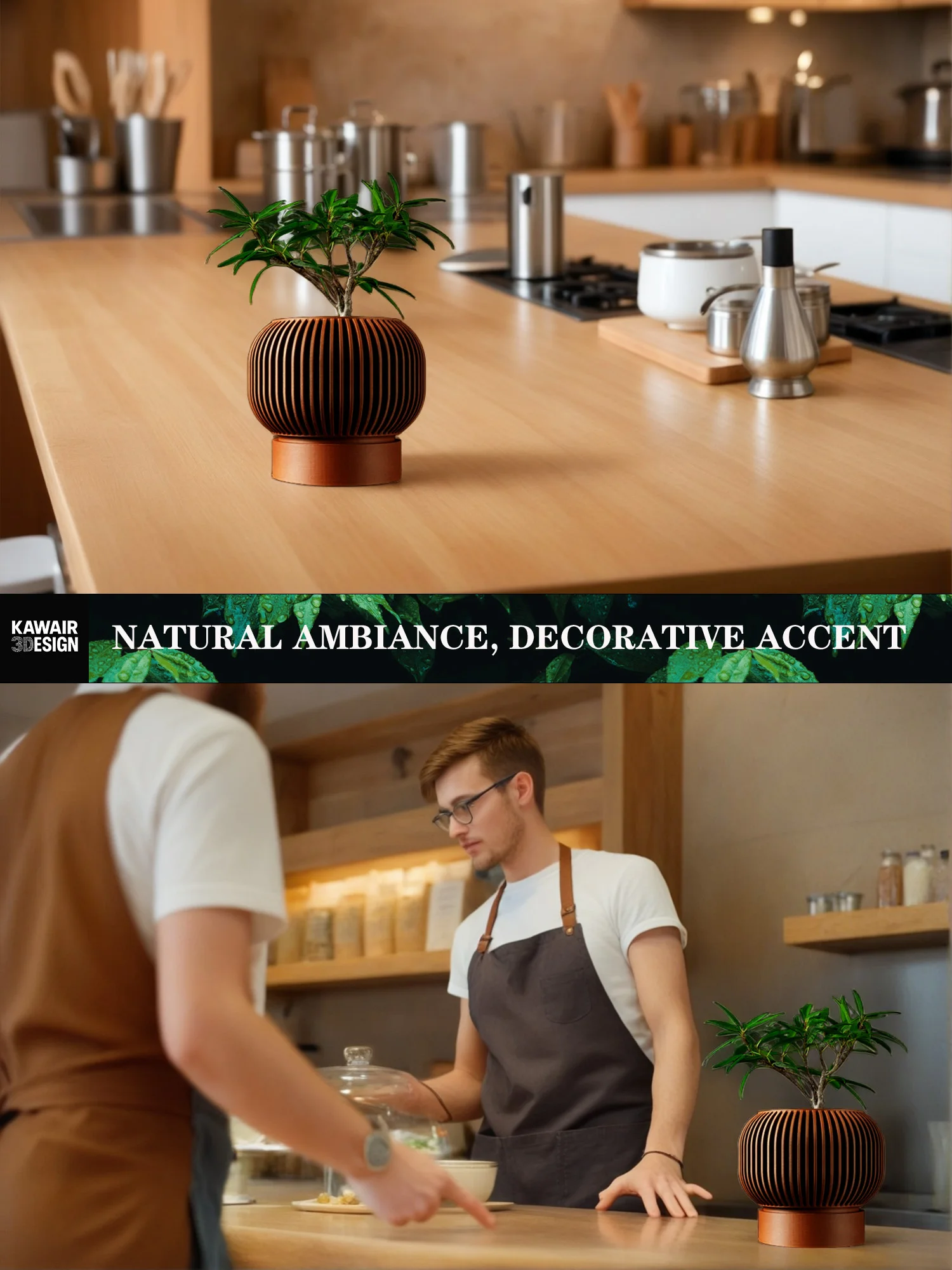 أصيص نباتات عصري بسيط مطبوع ثلاثي الأبعاد - أصيص زهور قابل للتحلل الحيوي لديكور المنزل، هدية مستدامة صديقة للبيئة (Yuso) #3