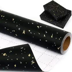 Gift Wrapping Paper Roll, 1 Roll 17inch x 120inch, Black Gold Foil Design for Holiday, Birthday, Wedding, Party