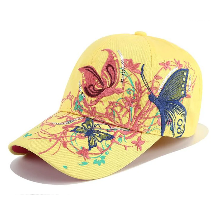 YOYOCORN Women Butterflies Flower Embroidery Caps Women Girl Sun Hats Casual Snapback Caps Women Baseball Cap Winter Autumn