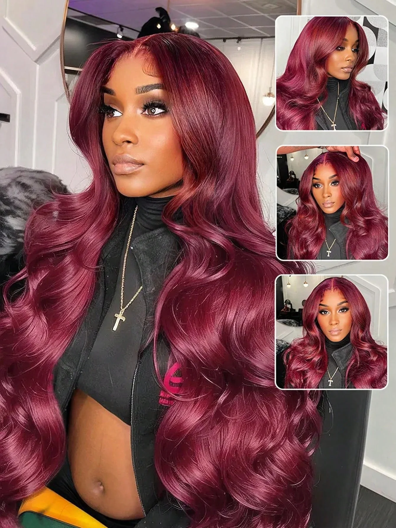 30 32 Inch Burgundy Wig Human Hair 250% Density 99j Burgundy 13x4 HD Body Wave Lace Front Wigs Human Hair Pre Plucked Brazilian Virgin HD Transparent Lace Frontal Wigs For Women