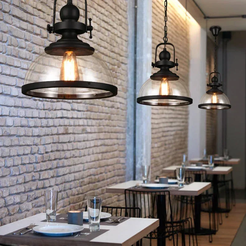 

Iron LED Pendant Lights Loft Industrial Kitchen Hanging Lamp for Dining Room Decor Home Light Fixtures Glass Lampshade