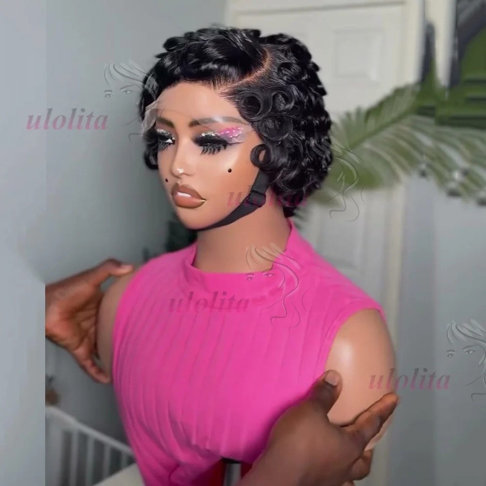 Chioma Lockige Pixie-Cut-Perücke 13X4 HD Full Frontal Perücke Kurzer Bob Echthaarperücken für Frauen Kleberlos Sofort tragbar Kurze Choima Perücke – Detail 5