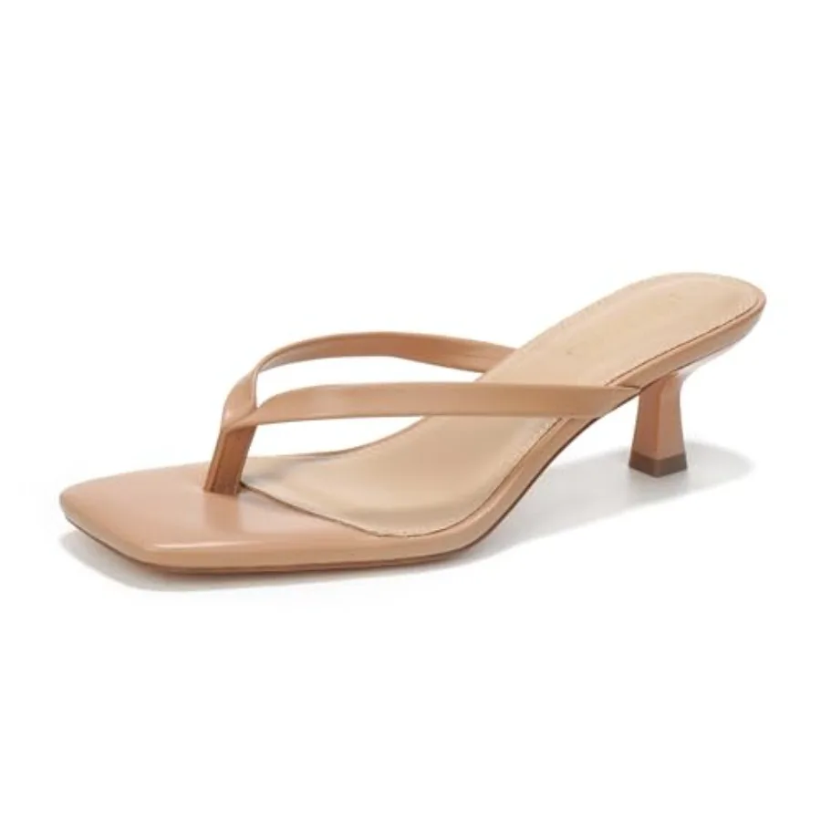 

LULLASONG Women's Kitten Heels Sandals Square Open Toe Flip Flop Heels 1.-2 Inch Heeled Sandals for Women