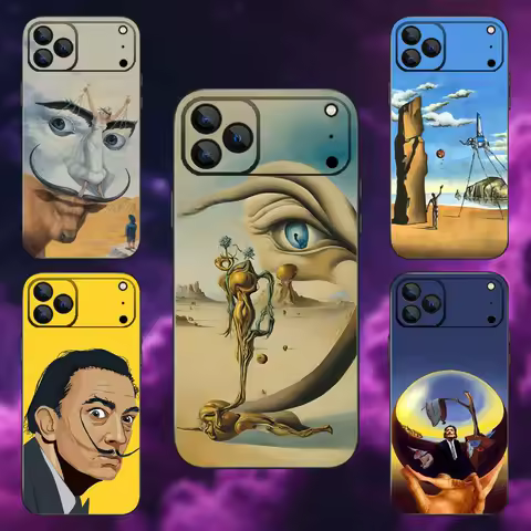 Etui Salvador Dali Painting Phone Case For iPhone 17,16,15,14,13,12,Pro,Max,Plus,E,SE4,Air,Mini Black Soft Box