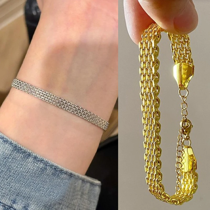 

Stainless Steel Watch Strap Bracelets Vintage Woven Strap Bracelet for Women Simple Versatile Luxury Design Jewelry Girls Gifts