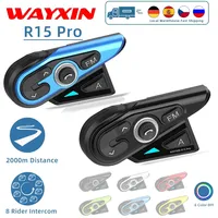 WAYXIN R15 Pro Helmet Headset Motorcycle Intercom 8 Rider Talk At The Same Time Universal Pairing FM Radio Waterproof Interphone