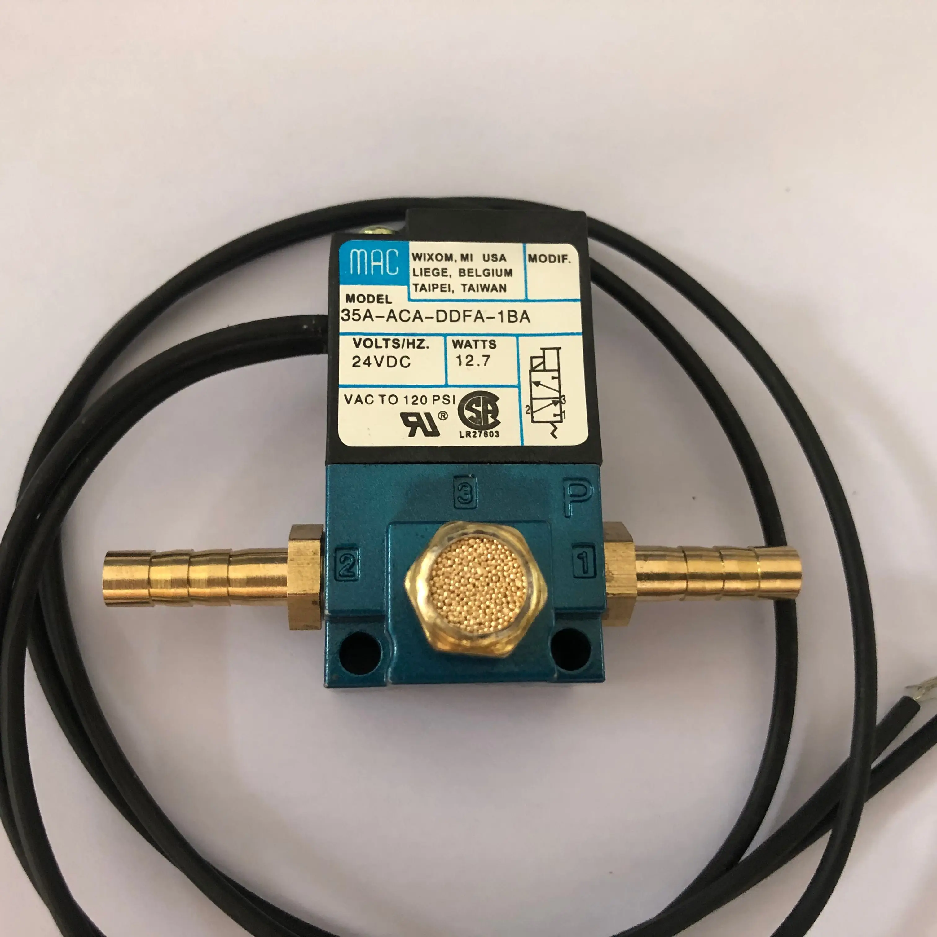 3 Port High frequency pneumatic solenoid valve 35A-ACA-DDBA-1BA DDAA DDFA DFBA With 6/8/10/12MM Tube Fittings Brass Silencer