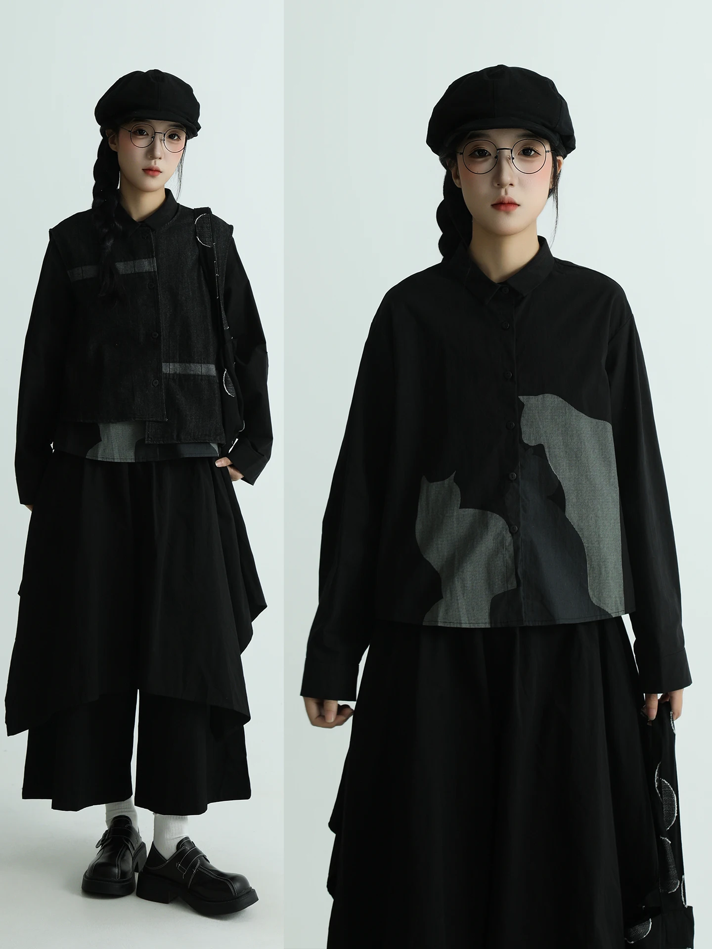 

Женская хлопковая рубашка с длинным рукавом и принтом в стиле ретро, теплая, повседневная, на пуговицах