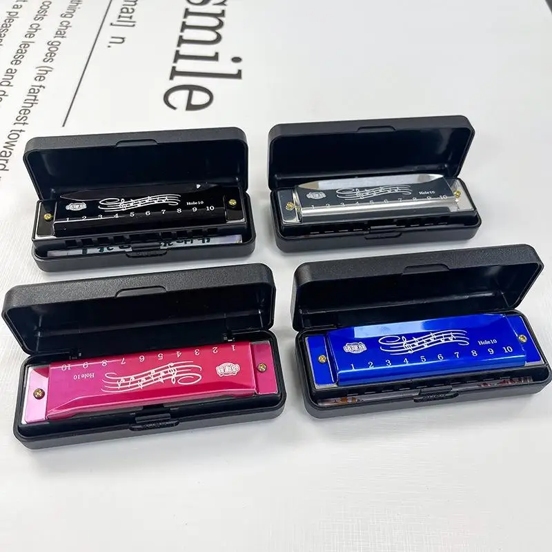 New Sale 1PC Professional 10 Hole 20 Tone Harmonica Color C Tone Harmonicas With Case Christmas Gift For Beginners Harmonica - view 2