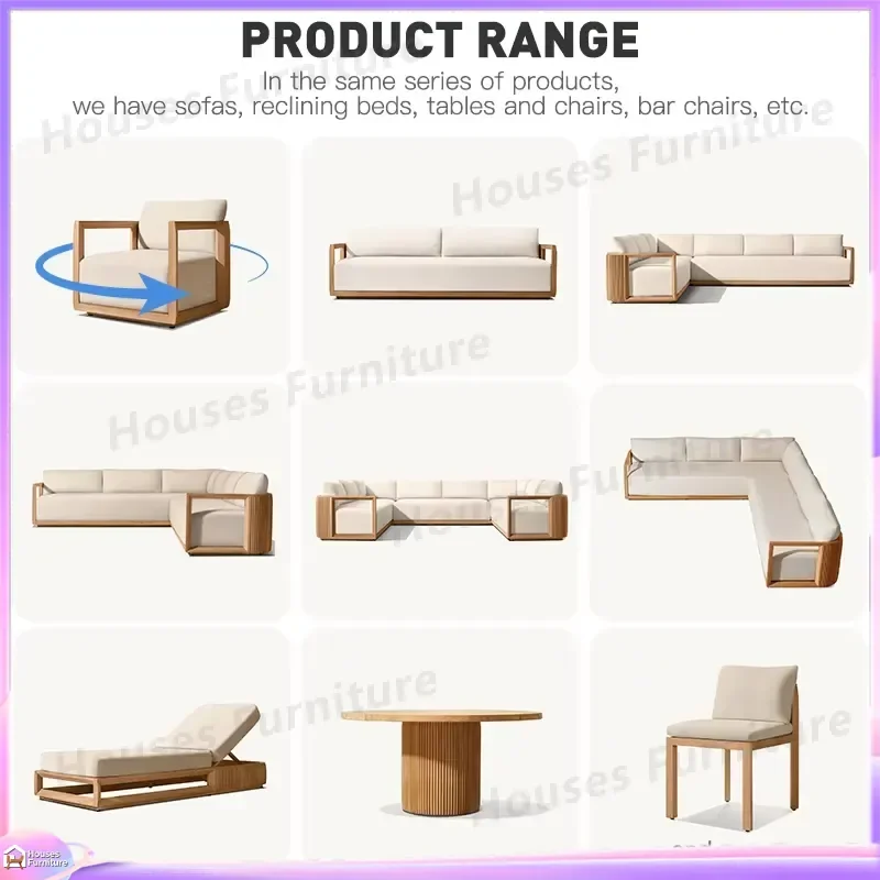 Outdoor Garden Sofa Set Waterproof Patio Furniture Rattan Wicker Sectional Couch Double Seating with Fire Pit Terrace Leisure