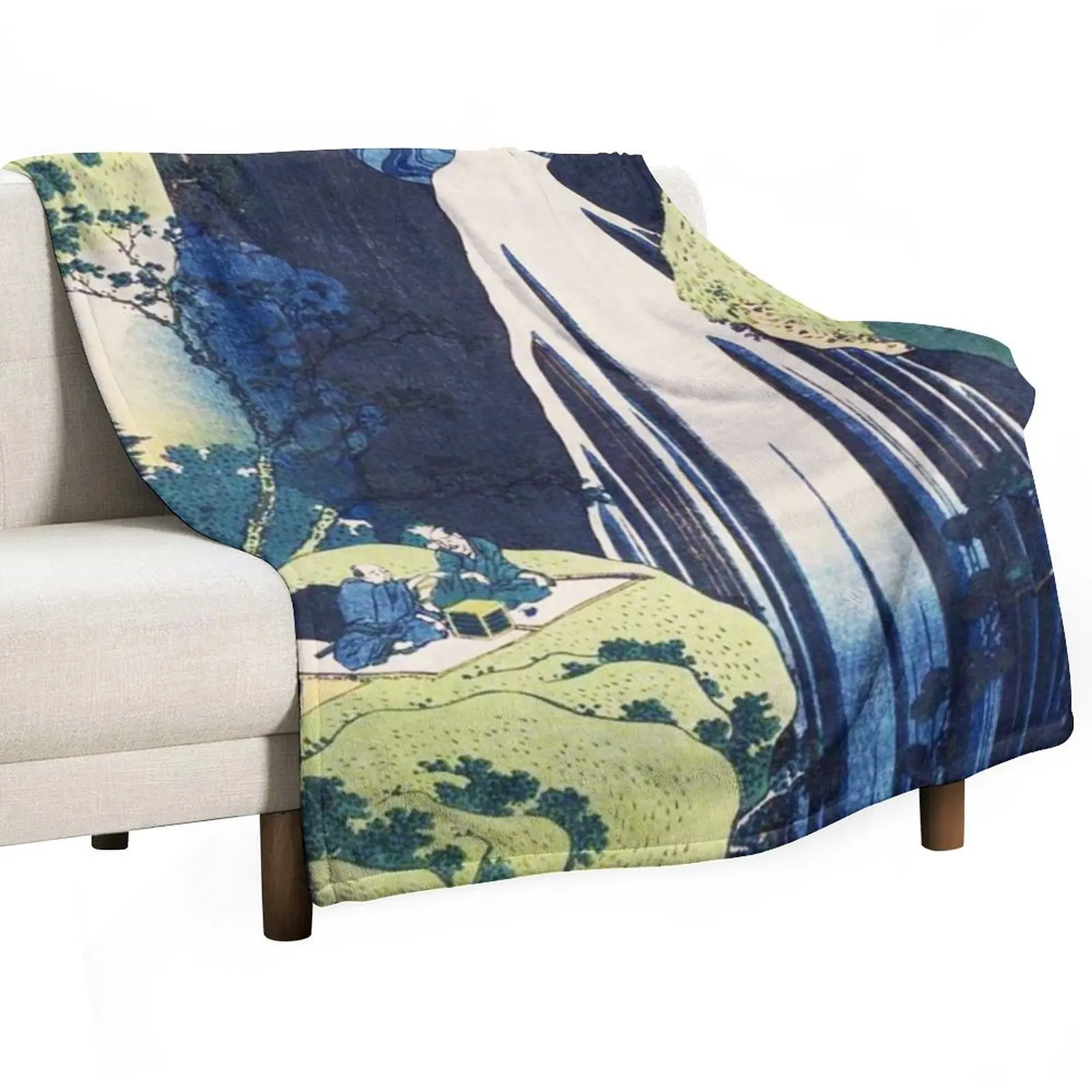 

HD. The waterfall of Amida behind the Kiso Road, by Katsushika Hokusai . HIGH DEFINITION Throw Blanket Blankets For Bed Blankets