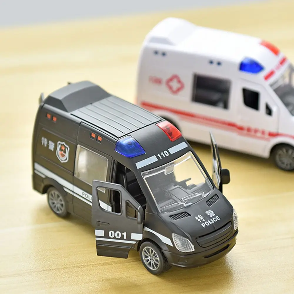 ABS Openable Door Smooth Surface Car Model Police Car Fire Truck Ambulance Children Boy Gift Inertial Car Toy