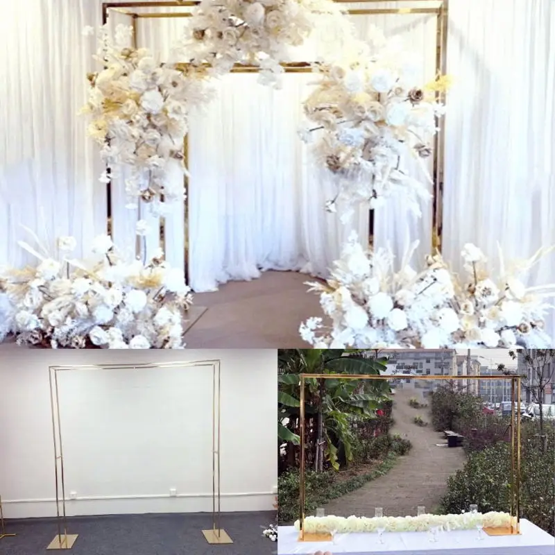 200CM Luxury Christmas Party Entrance Welcome Door Arch Frame Wedding Table Centerpieces Flower Fabric Gauze Wall Backdrop Rack