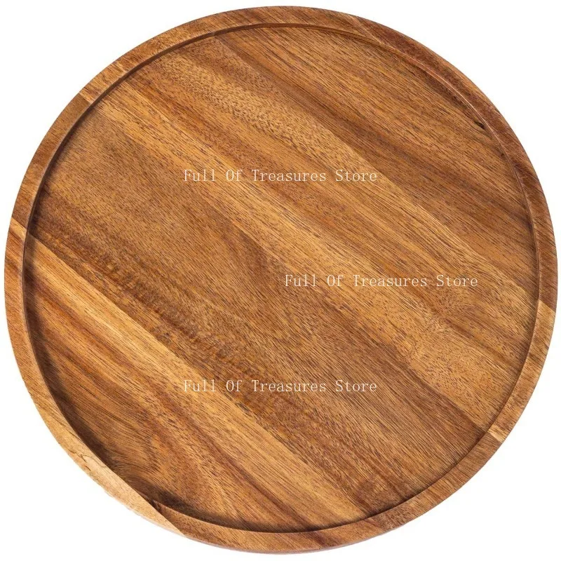 Acacia wood large dinner plate tray round tea tray pendulum waterproof solid wood dried fruit disc