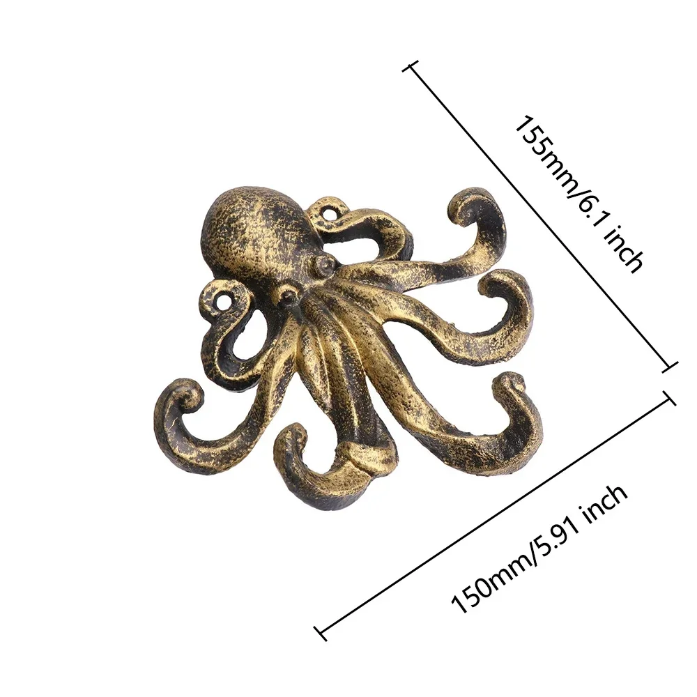 Octopus Decorative Cloak Hooks Wall Mounted Nautical Towel Rack Heavy Duty Hooks Unique Keychain Belt Holder Outerwear Hanger