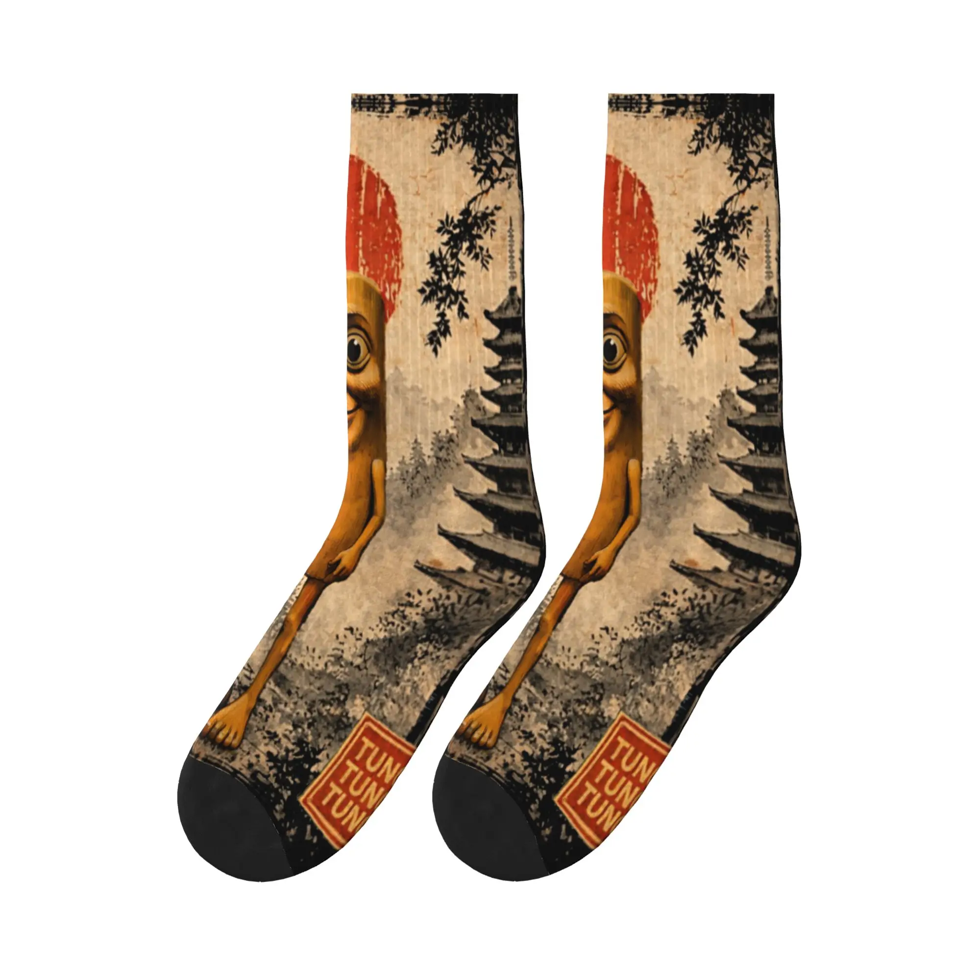 Japanese Brainrot Meme Tung Tung Tung Sahur Gift Socks Design Stockings Anti Slip Men Socks Quality Autumn Retro Climbing Socks