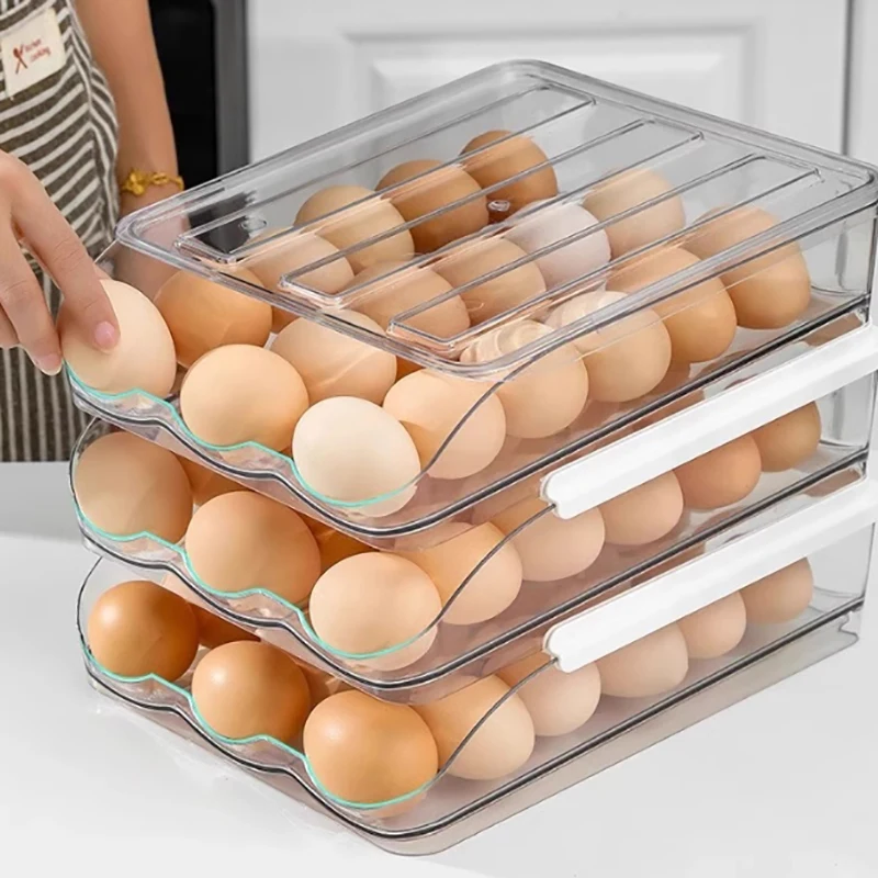 Clear 18 Egg Container For Refrigerator, Egg Holder For Fridge,Stackable Egg Storage Container, Egg Fresh Storage Box Tray