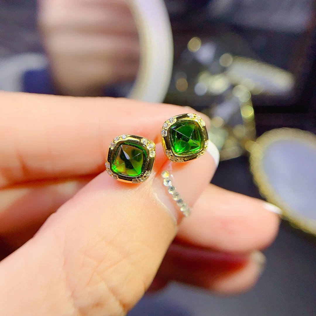 

Sterling Silver 925 Natural Diopside Luxury Women's Earrings Luxury Women's all wedding gifts free mailing fine jewelry