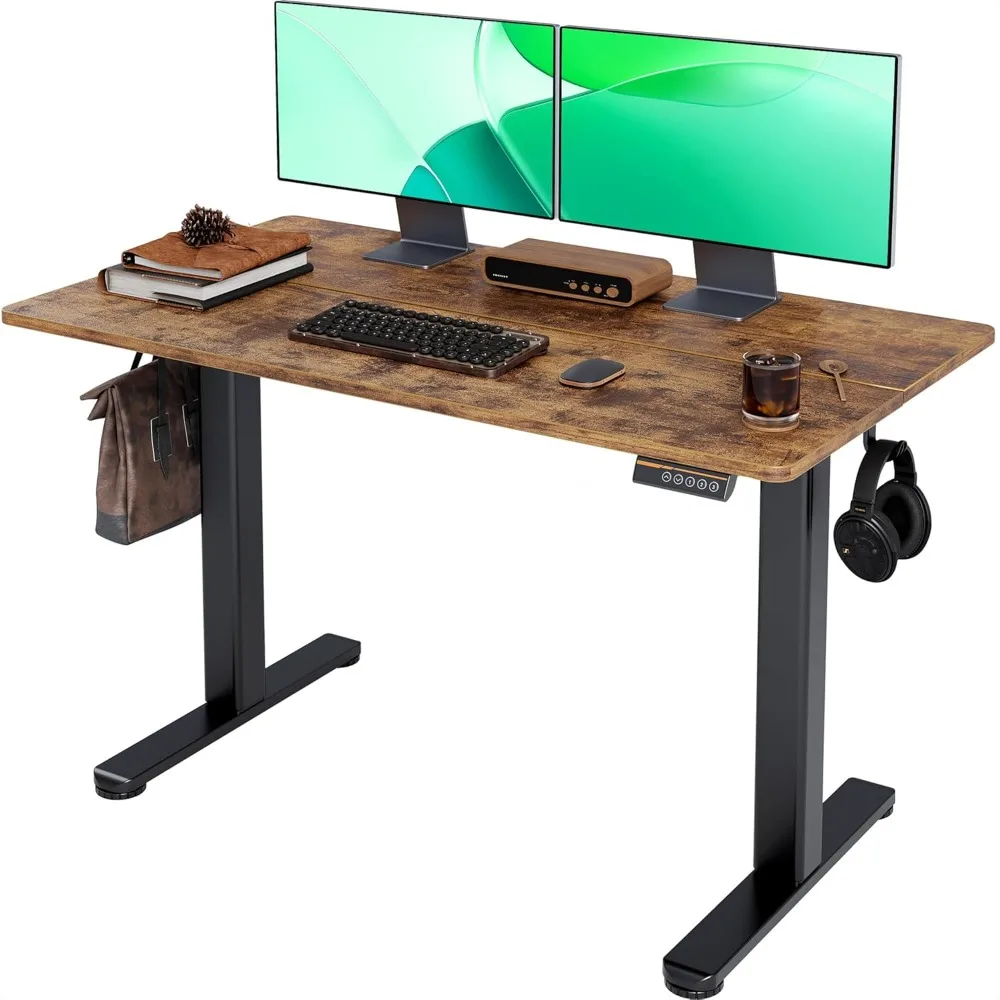 

Electric Standing Desk, Adjustable Height Stand up Desk, 24x48 Inches Sit Stand Home Office Desk with Splice Board, Black Frame