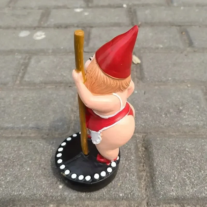 Garden Pole Dancing Gnome Resin Art Statue Outdoor Decor Sculpture Garden Figurines Home Landscape Ornament Crafts Decoration