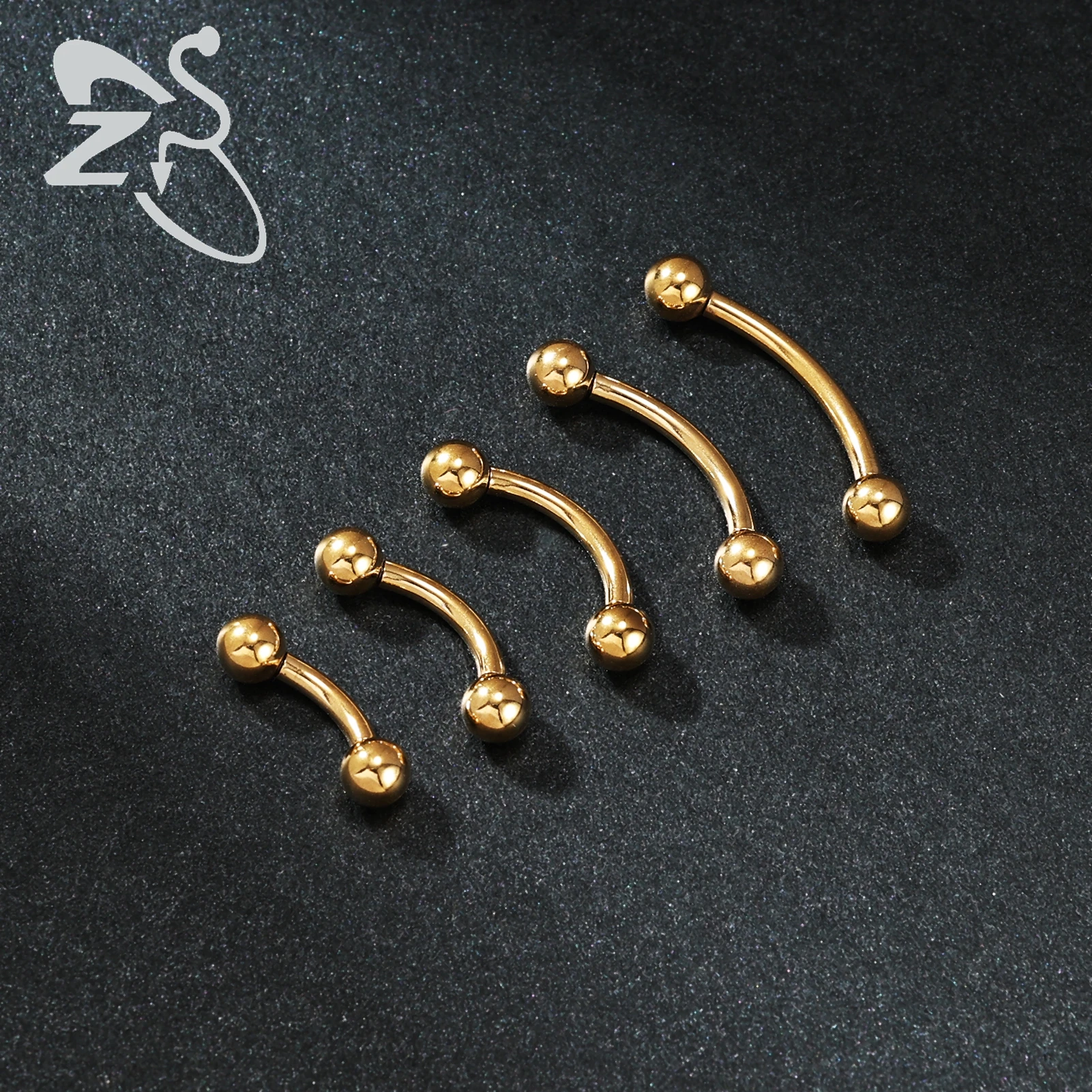 ZS 3-4pcs/Lot 14G Opal Curved Barbell Eyebrow Rings Internal Thread Eyebrow Stud Rook Daith Piercing Gold Color Lip Piercings