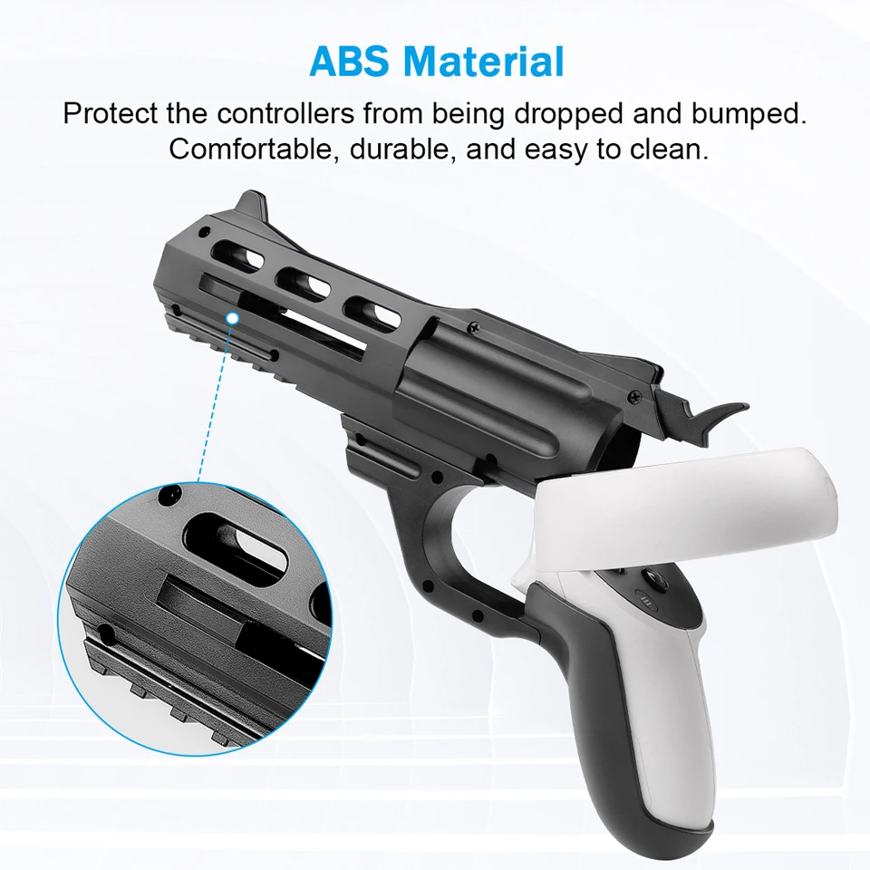 VR Controller Handle Pistol Gun Stock For Oculus Quest 2 Shooting Game Controller Accessories With Wipe Cloth&Brush As Gift