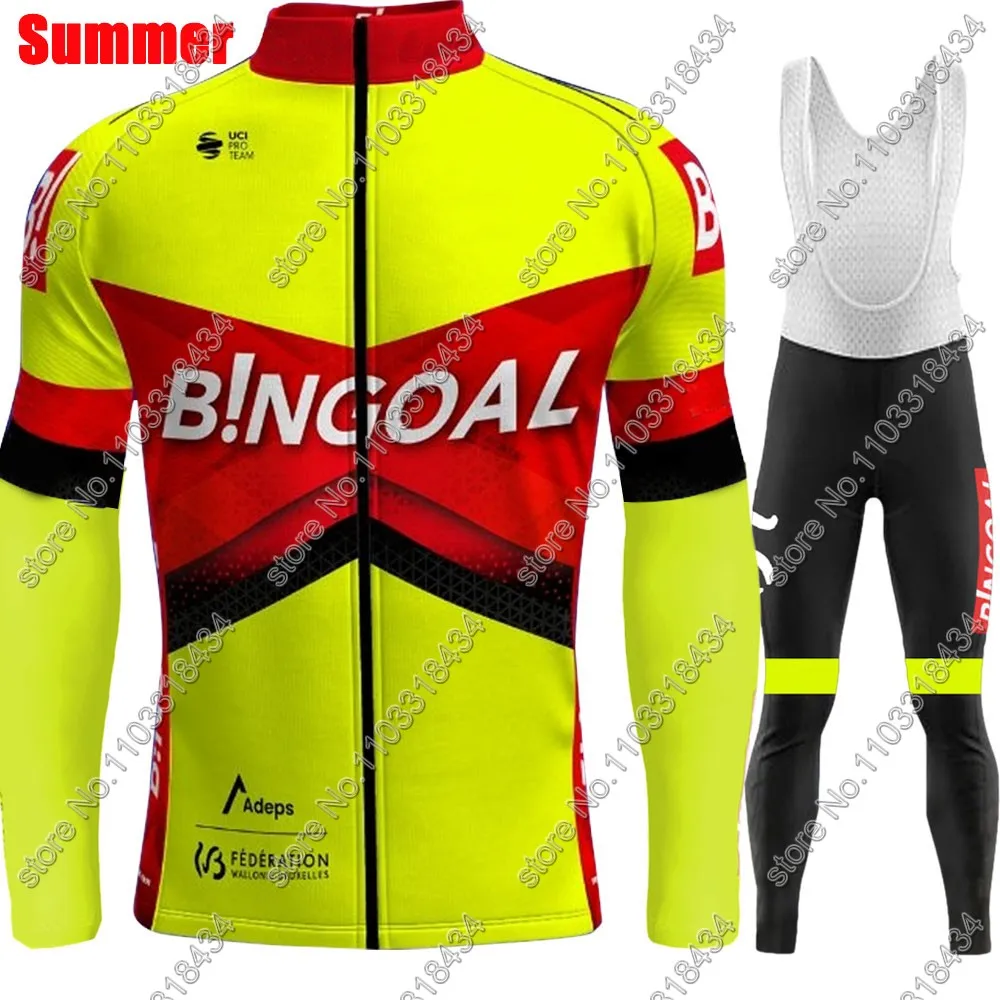 Bingoal WB Cycling Jersey 2024 Team Set Long Sleeve Winter Belgium Cycling Clothing Bike Thermal Jacket Suit Pants Bib MTB Ropa