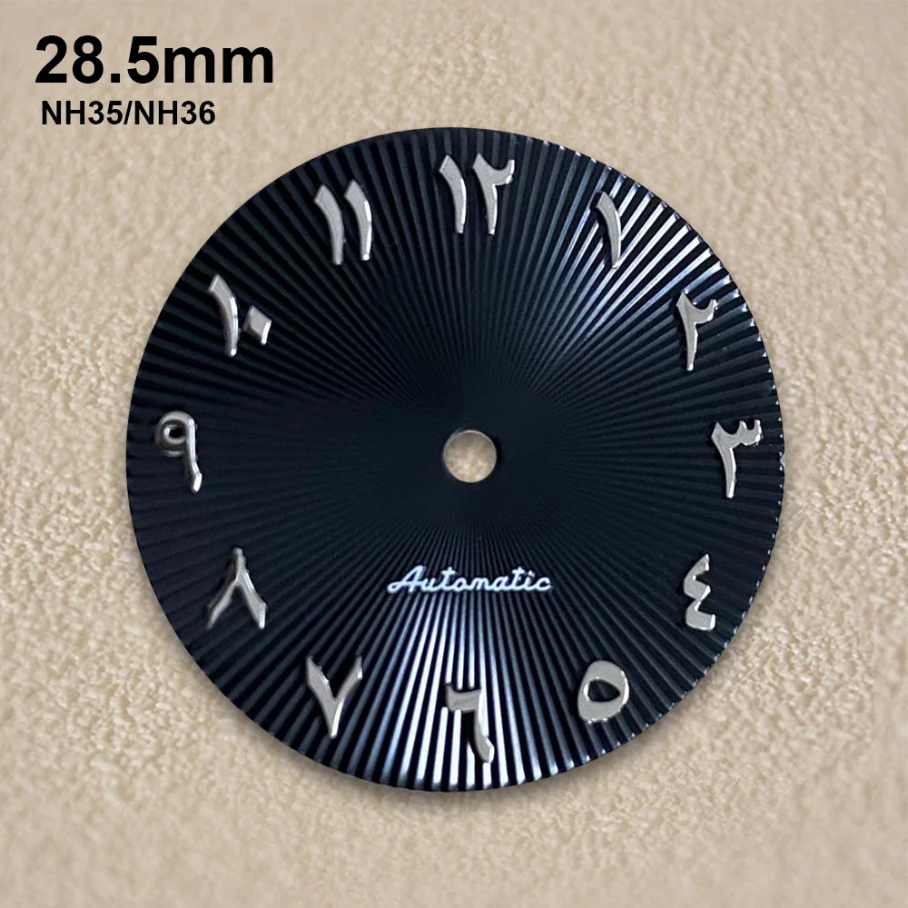 28,5 mm S-logo Arabische wijzerplaat geschikt voor NH35/NH36/4R/7S Japans uurwerk verticale streep hoge kwaliteit horloges gemodificeerde accessoires