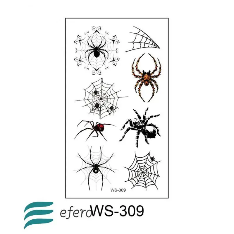 Horror Dark 3D Spider Temporary Tattoo Stickers For Halloween Waterproof Hand Arm Body Art Fake Tattoo Sticker Women Men