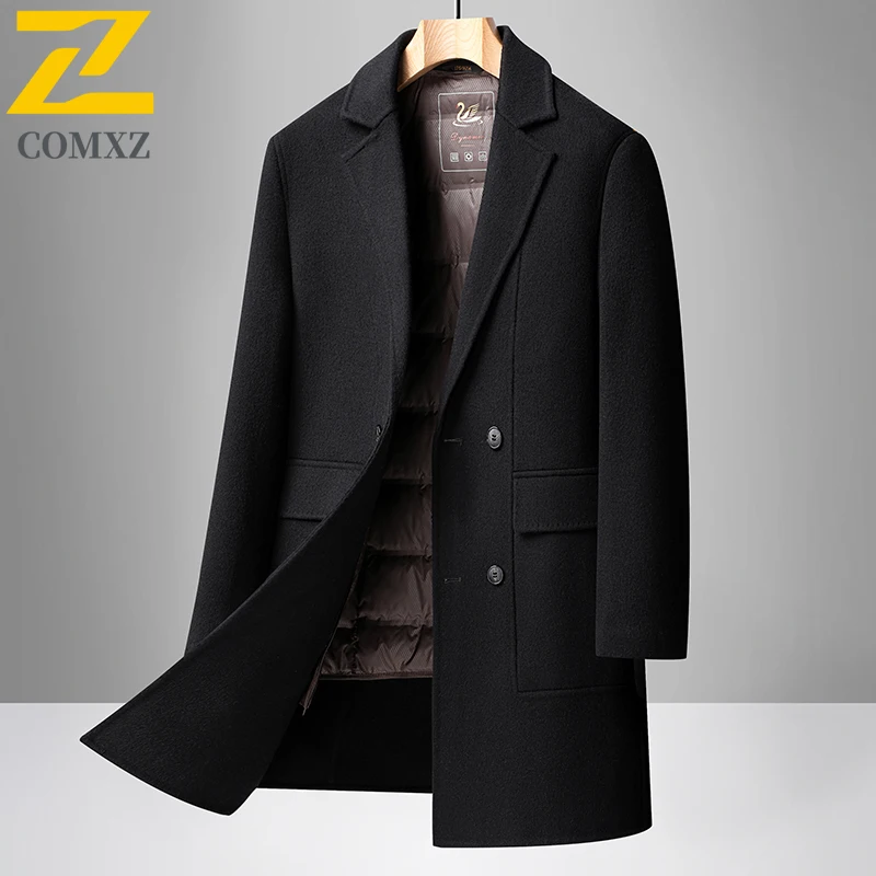 COMXZ Mens Down Jacket Notch Collar Korean Style Lightweight Puffer Coat Classic Detachable Inner Layer Warm Winter Wool Jackets