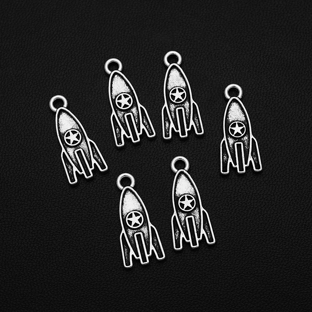 30pcs/lot--9x20mm Vintage Rocket Astronaut Charms Outer Space Pendants For Diy Jewelry Making Findings Supplies Accessories