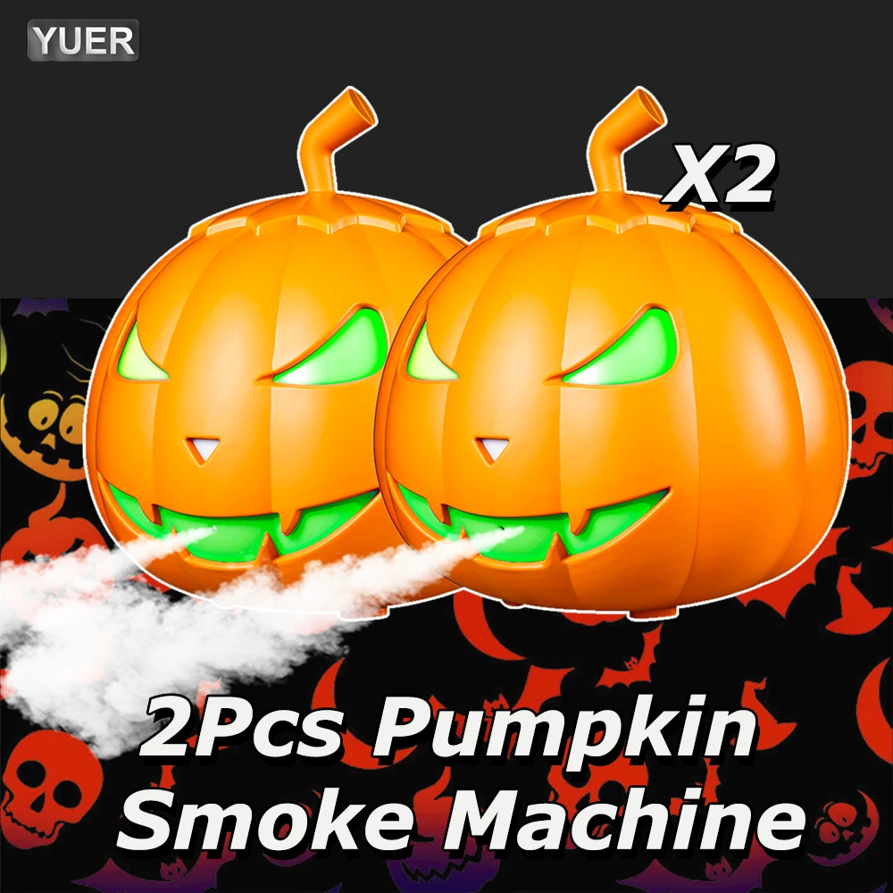 2Pcs 600W LED Pumpkin Smoke Machine Fog Machine With Lights Remote Stage Spray Equipment For Halloween Decor Haunted House Party