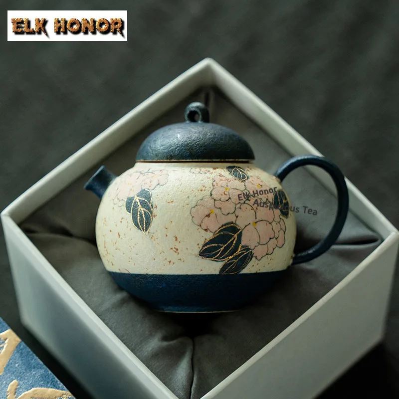 

145ml Pure Hand-painted Hydrangea Teapot Boutique Tea Infuser Pot Tea Brewing Kettle With Ball Hole Tea Ceremony Ornaments Gift