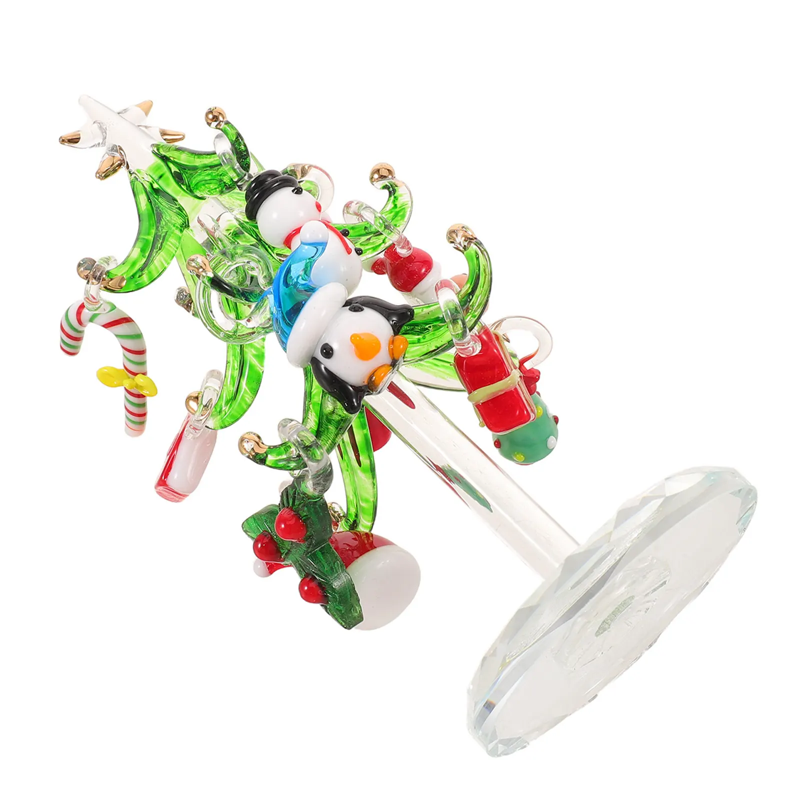 Mini Glass Christmas Tree Statue Topper Holiday Table Centerpiece Desktop Ornament Mini Christmas Tree Ornaments