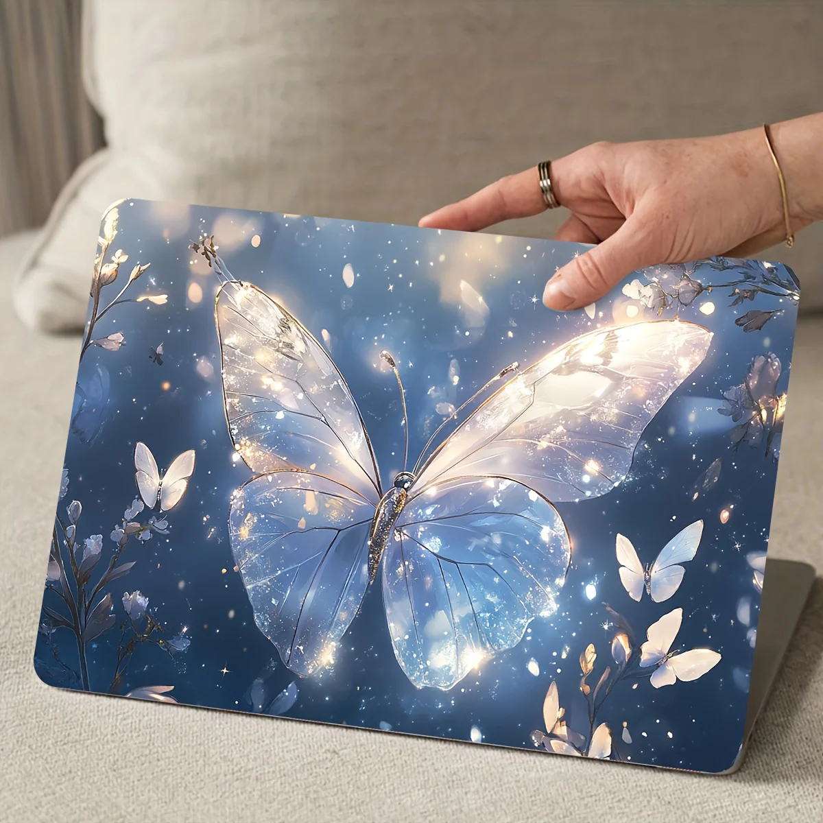 2 pieces butterfly pattern laptop film - waterproof and scratch-resistant, suitable for laptop and car decoration |