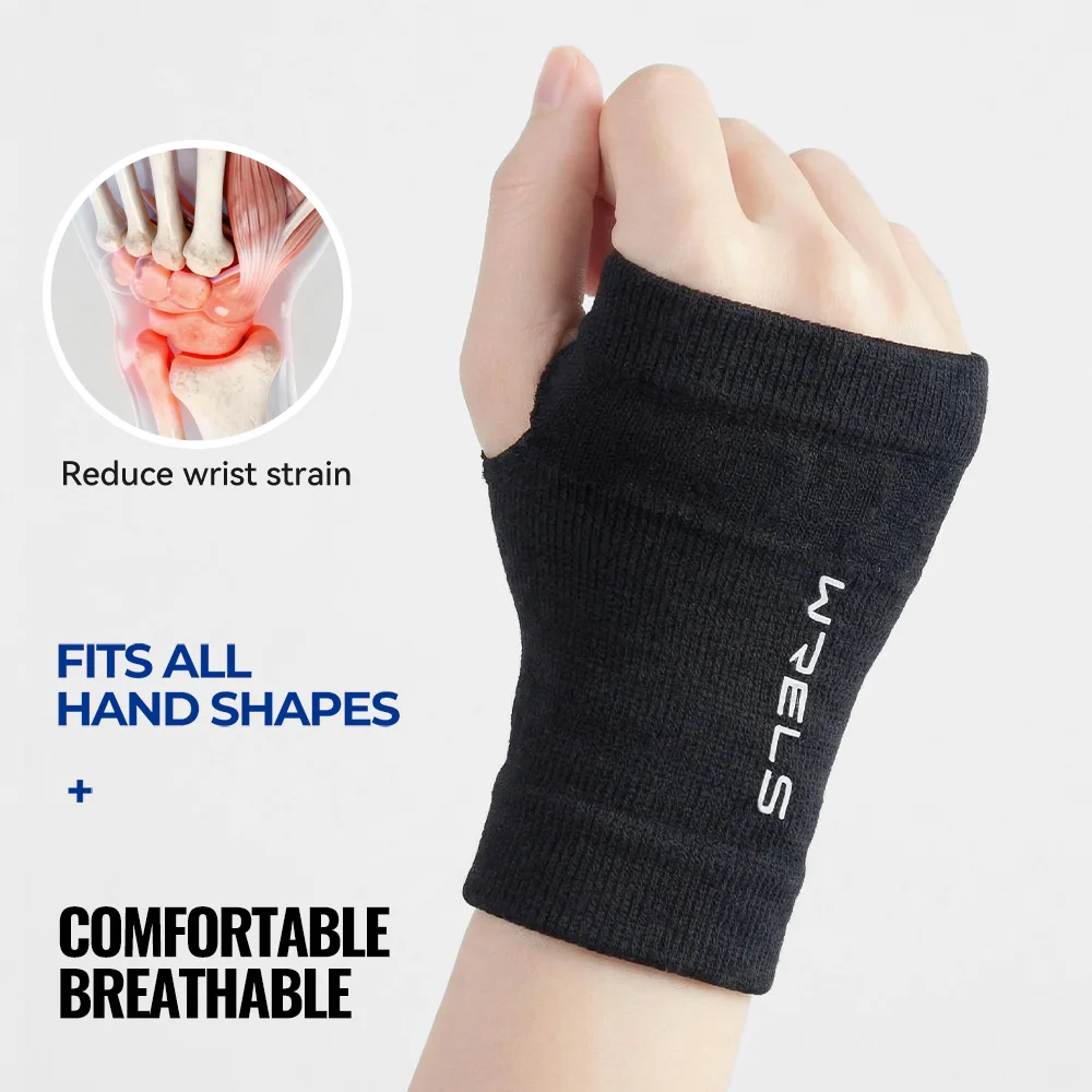 WRELS 1 Pair Compression Wrist Sleeves Half Finger Gloves Thumb Holes Hand Wrist  Wrist Protectors Sports Fitness Palm Wrap