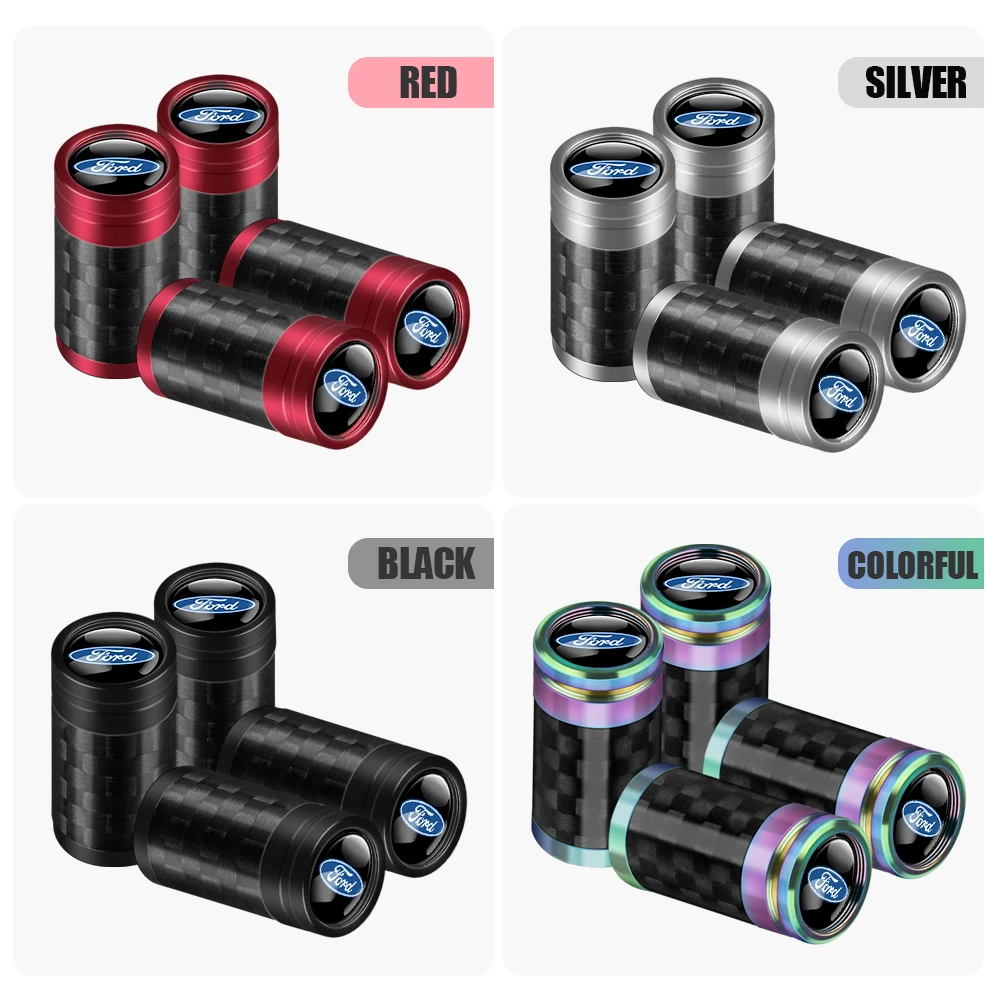 4Pcs Car Styling Carbon Fiber Wheel Tire Valve Caps Stem Air Covers For Ford Focus 2 3 Mondeo Fiesta ecosport Kuga Fusion Falcon