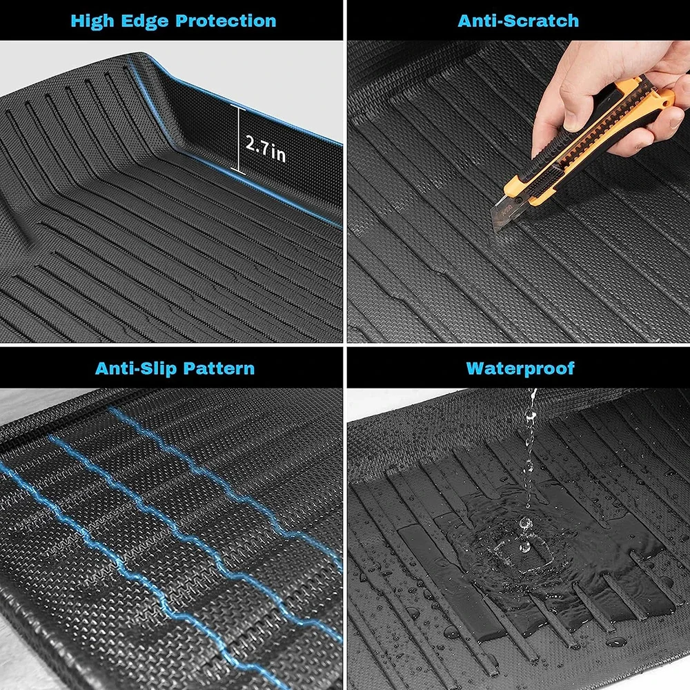 For Tesla Model S Model X 5 6 7 Seater 2021 - 2023 2024 Floor Mats All Weather Anti-Slip Waterproof Cargo Liners Frunk Trunk Mat